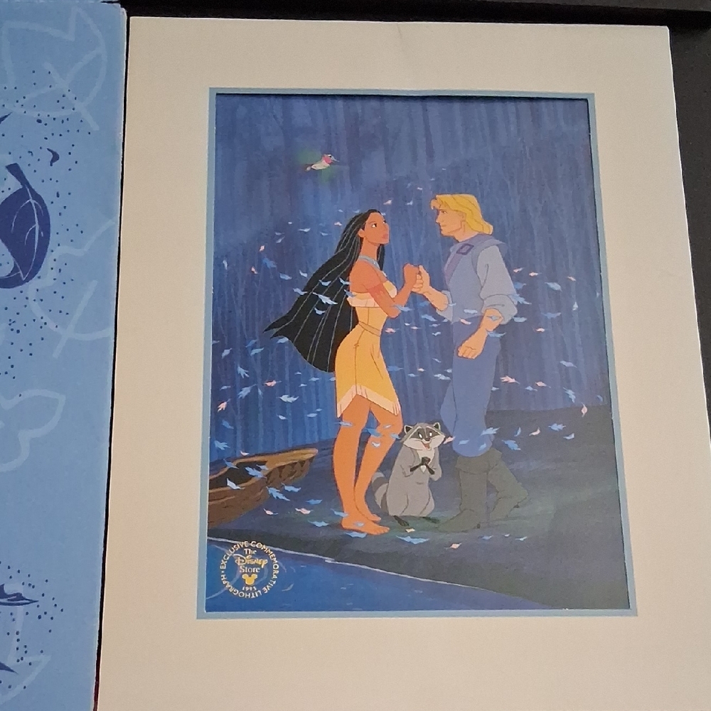 Disney Pocahontas and John Smith Illustration - Blue and Yellow